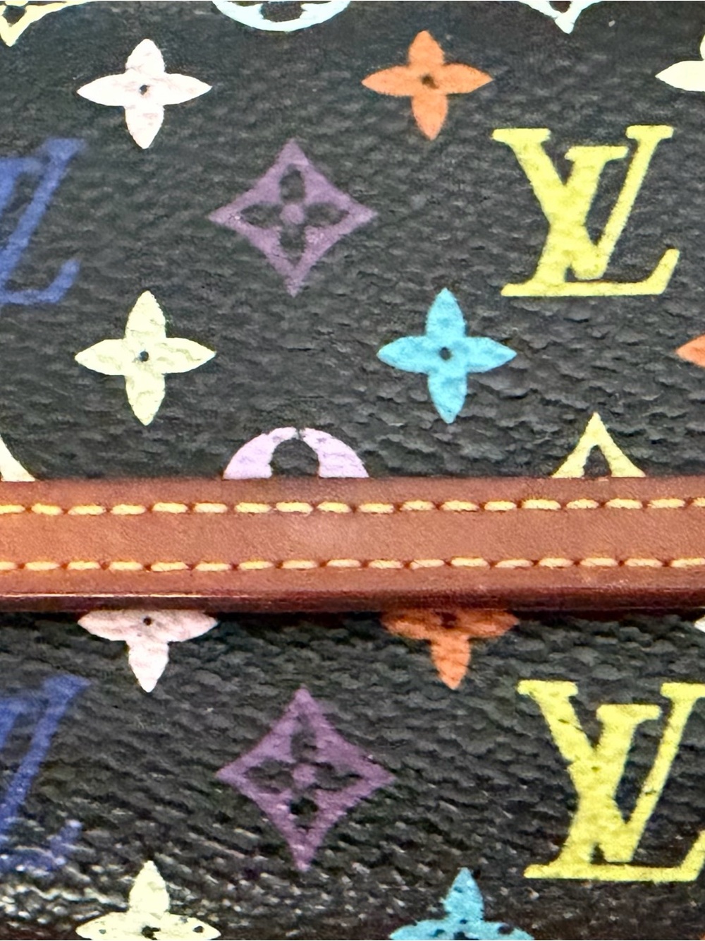 Louis Vuitton Porte Monnaie Plat Black Multicolor Monogram Canvas - Picture 3 of 7